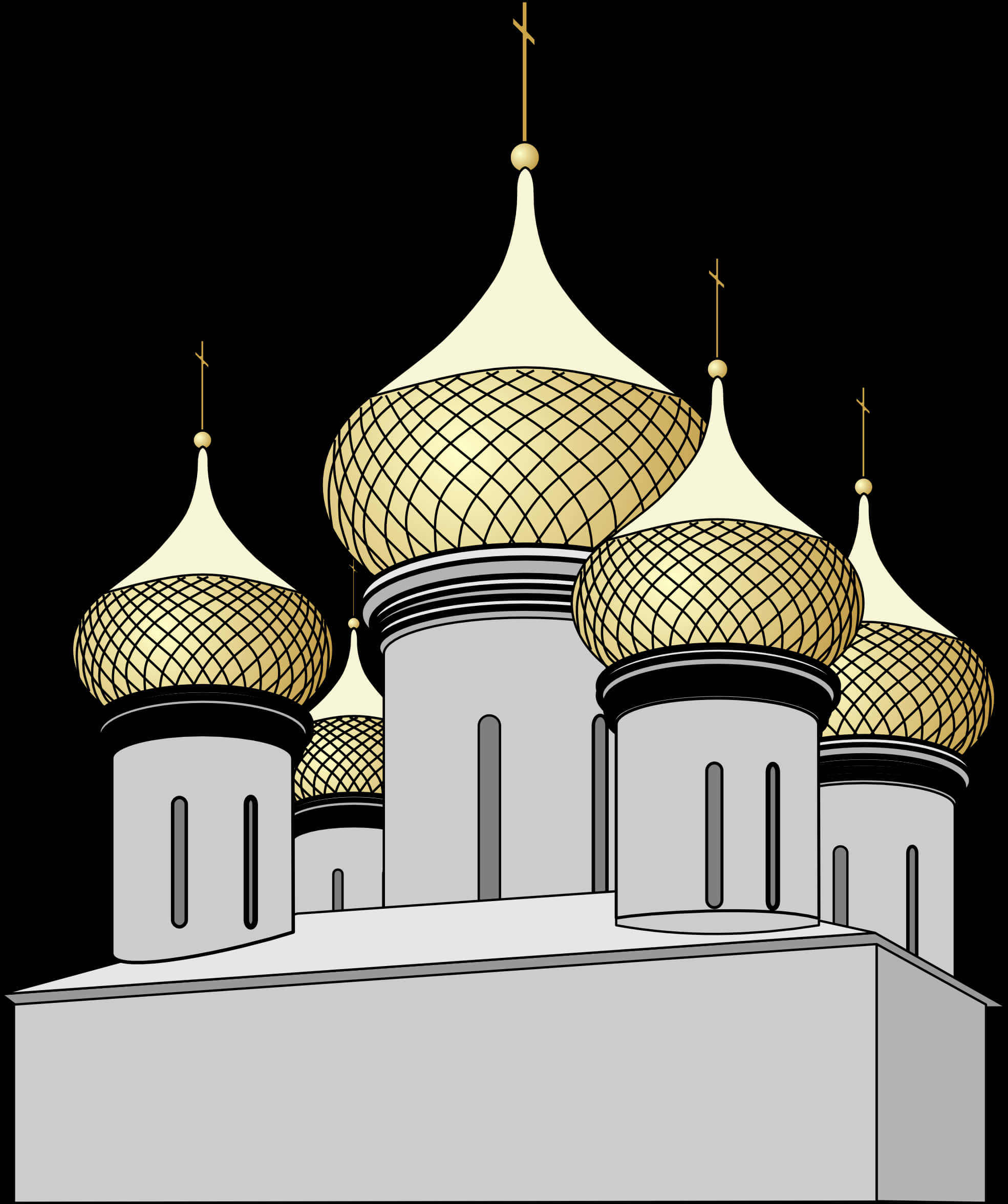 Golden Domed Orthodox Cathedral Illustration PNG Image