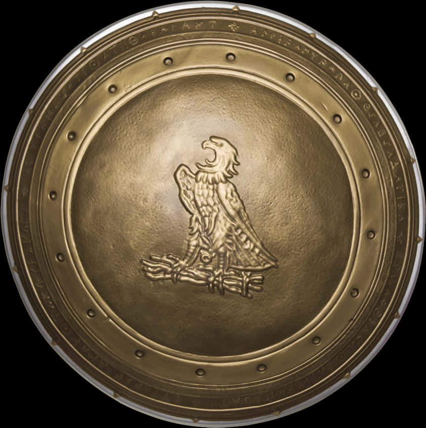 Golden Eagle Embossed Shield PNG Image