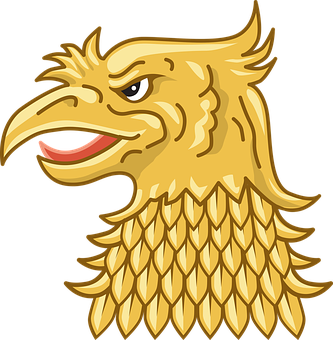 Golden Eagle Head Cartoon PNG Image