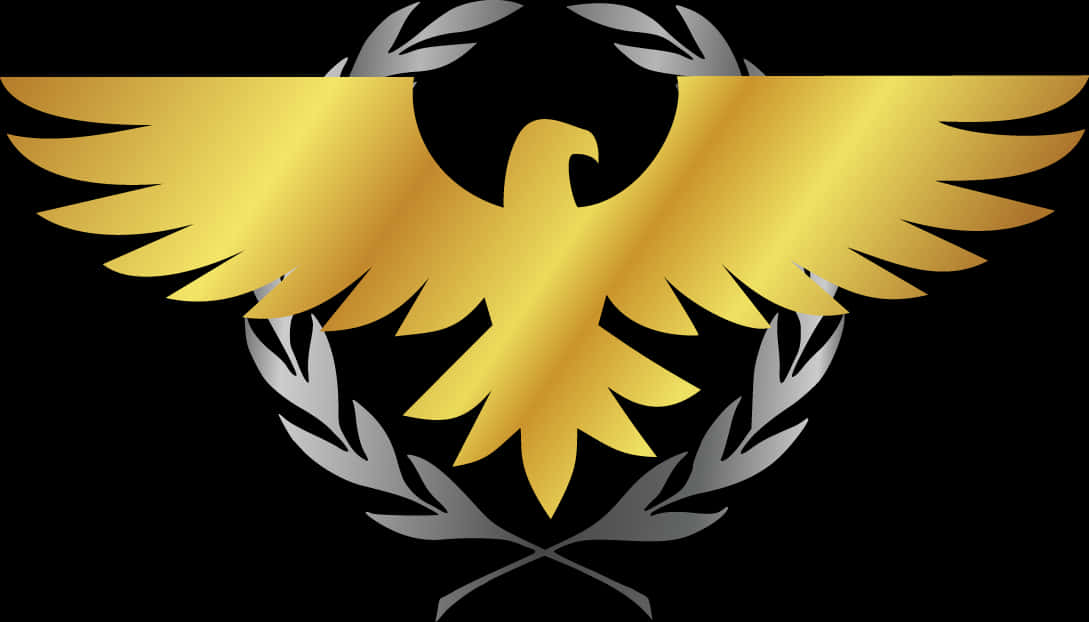 Golden Eagle Logo Black Background PNG Image