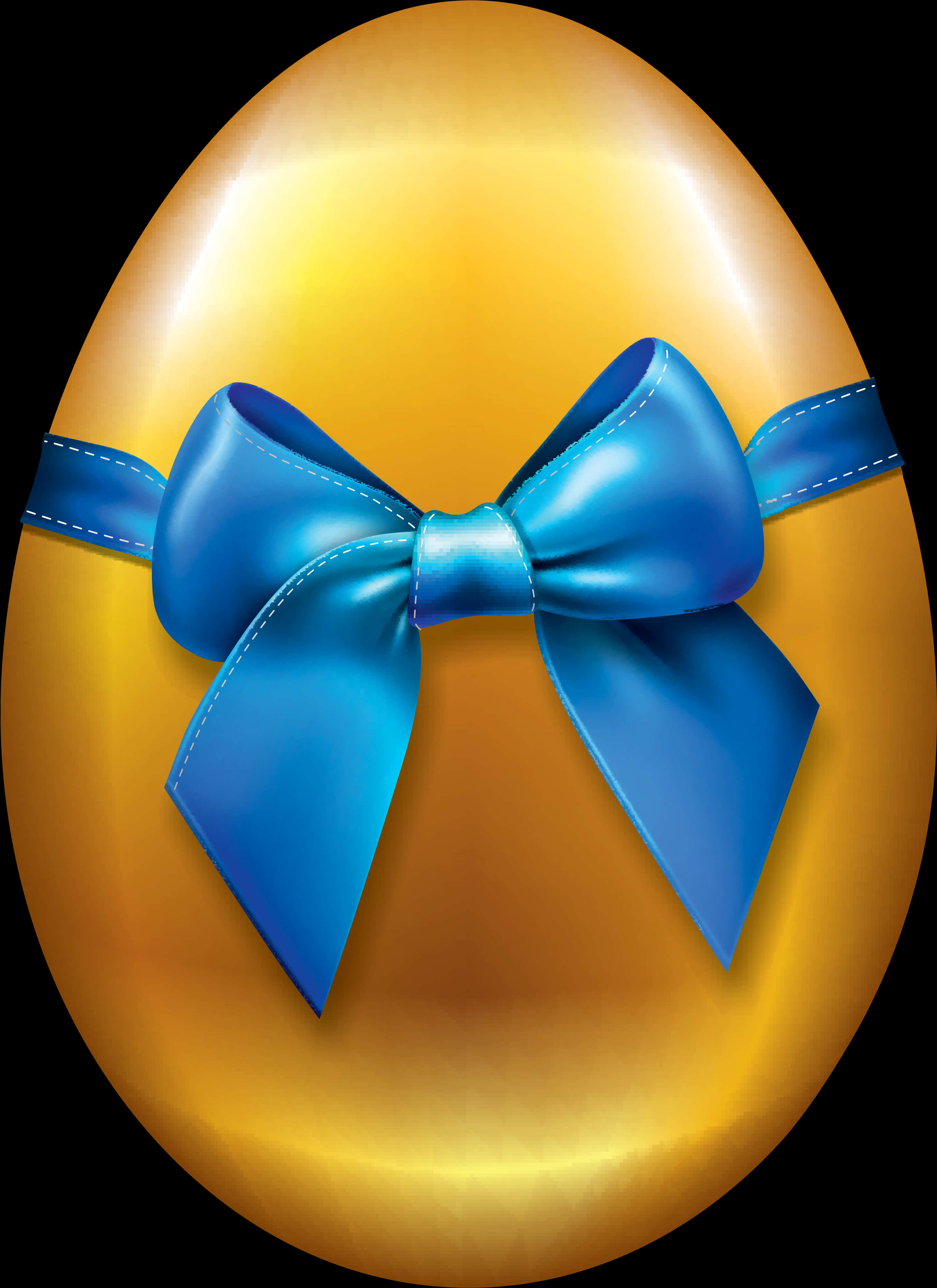 Golden Easter Eggwith Blue Ribbon PNG Image