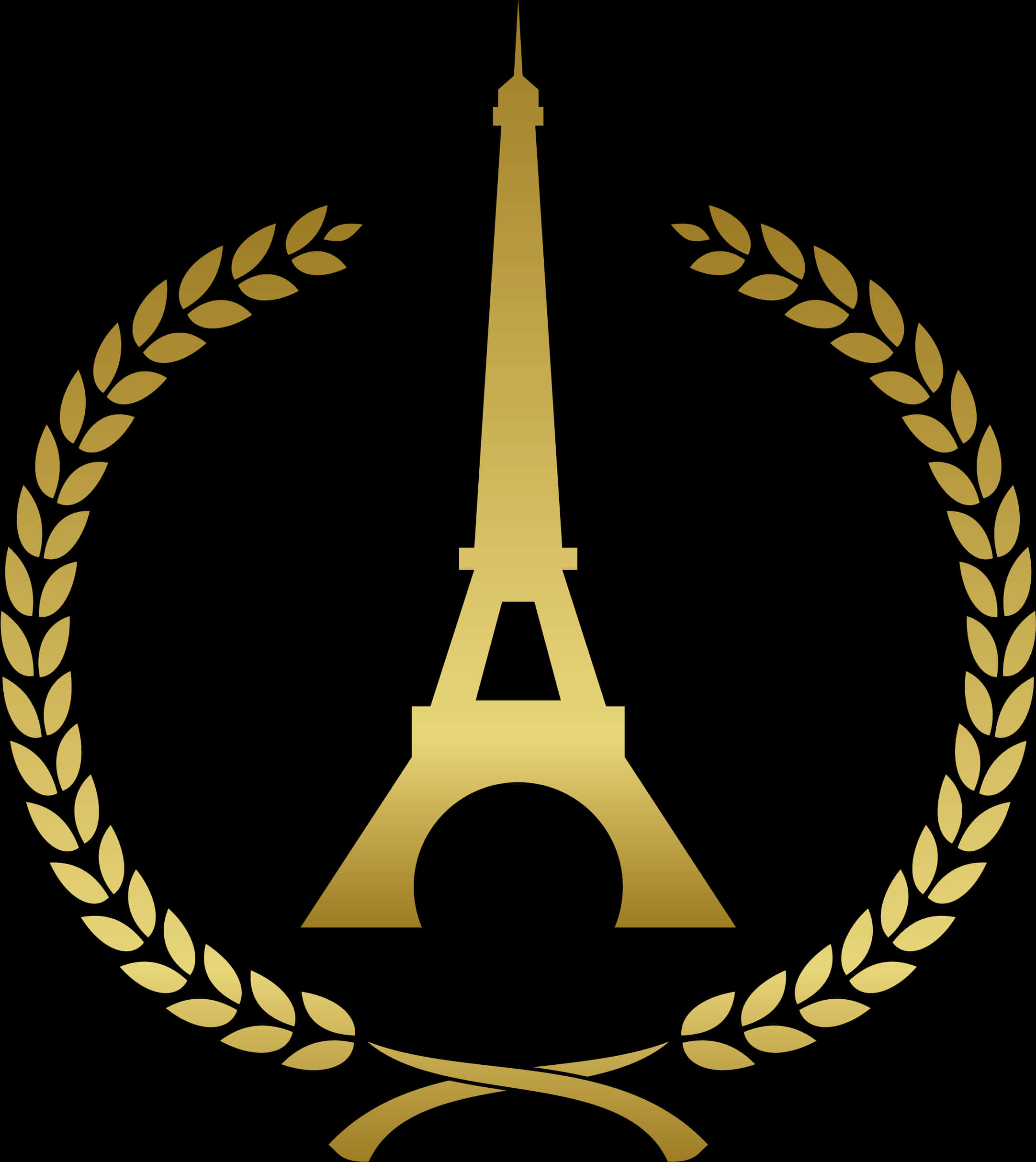 Golden Eiffel Tower Emblem PNG Image