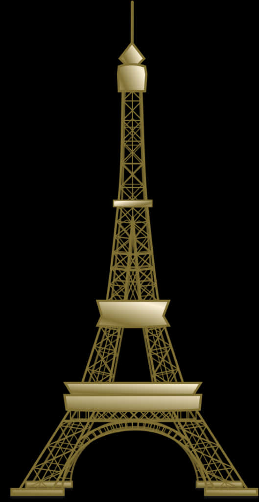 Golden Eiffel Tower Graphic PNG Image