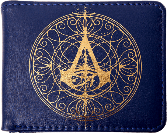 Golden Emblem Navy Wallet PNG Image