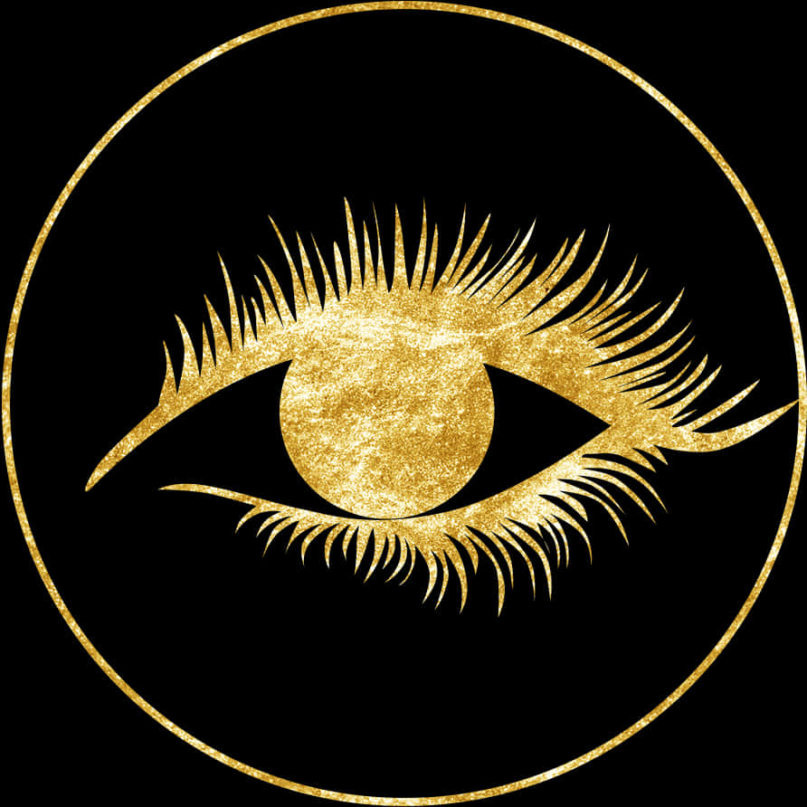 Golden Eye Icon Glitter PNG Image