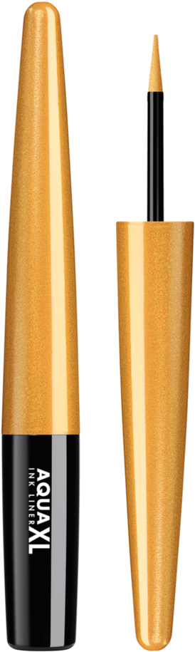 Golden Eyeliner Penand Brush PNG Image