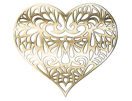 Golden Filigree Heart Pendant PNG Image