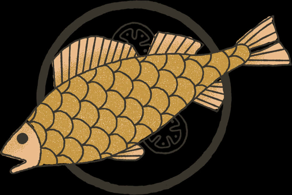 Golden Fish Illustration PNG Image