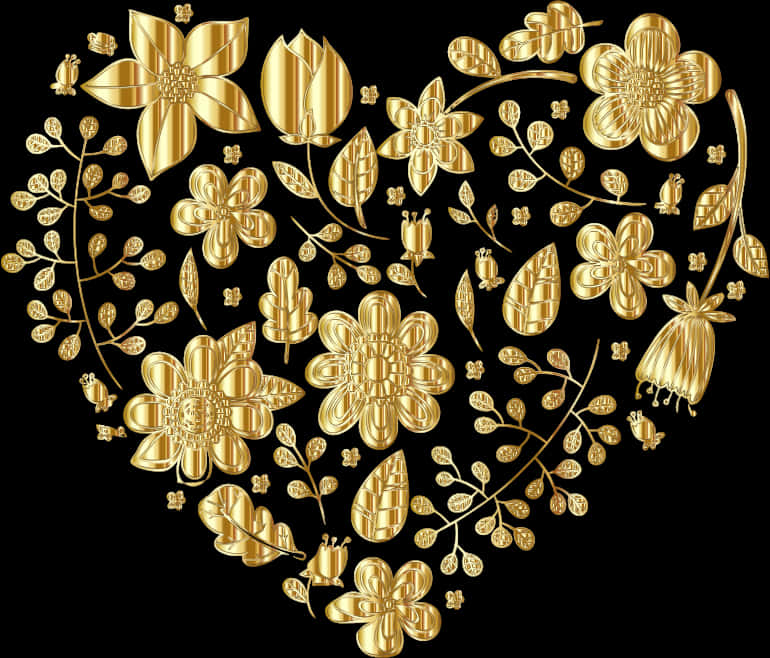 Golden_ Floral_ Arrangement_ Transparent_ Background PNG Image