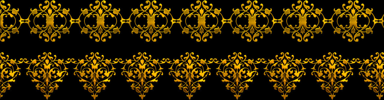 Golden Floral Black Background Pattern PNG Image