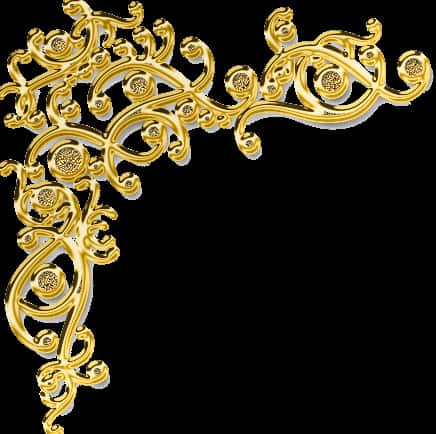 Golden Floral Corner Design PNG Image