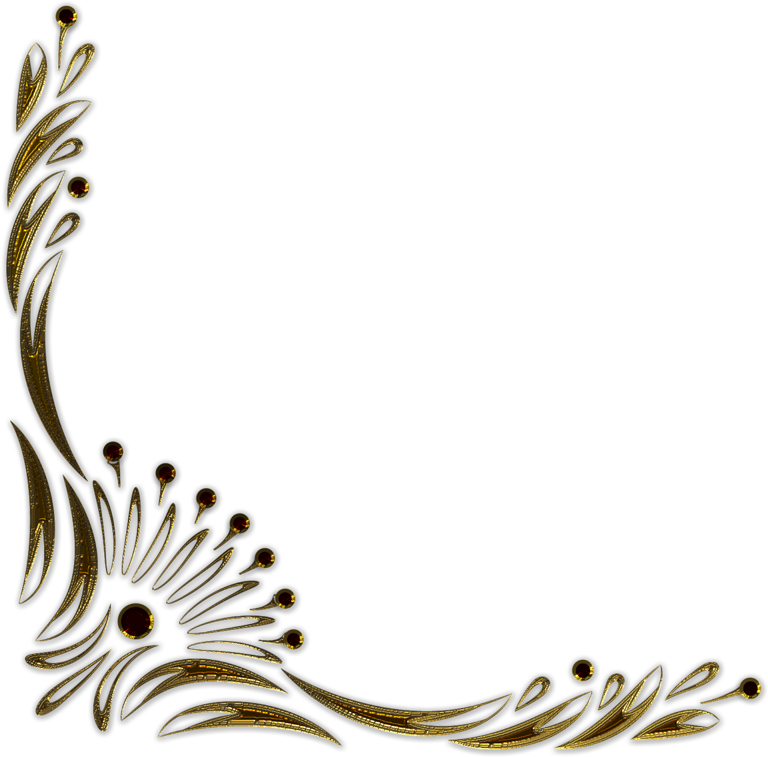 Golden Floral Corner Design PNG Image