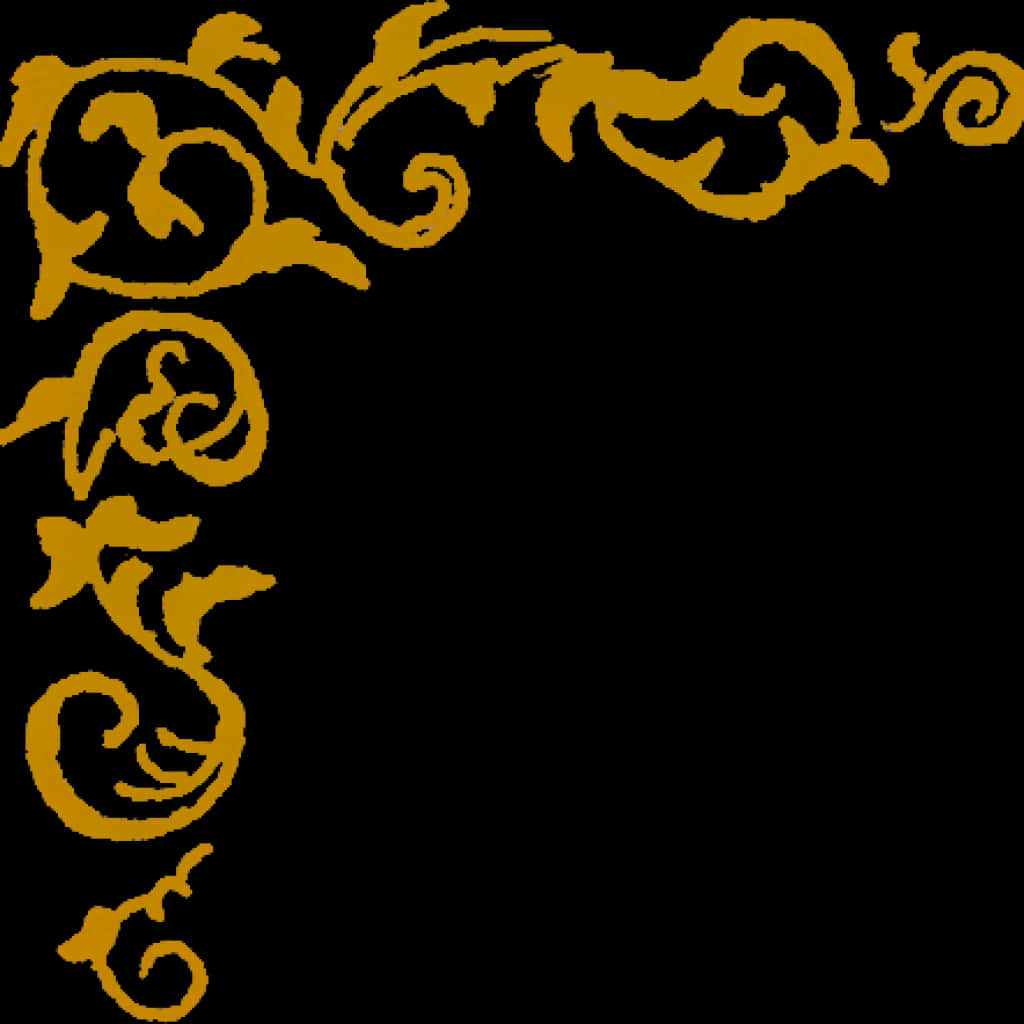 Golden Floral Corner Design PNG Image