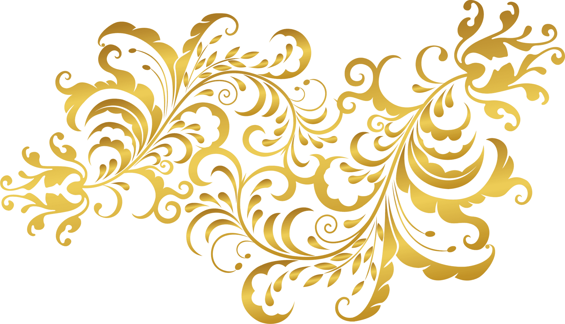 Golden Floral Designon Teal Background PNG Image