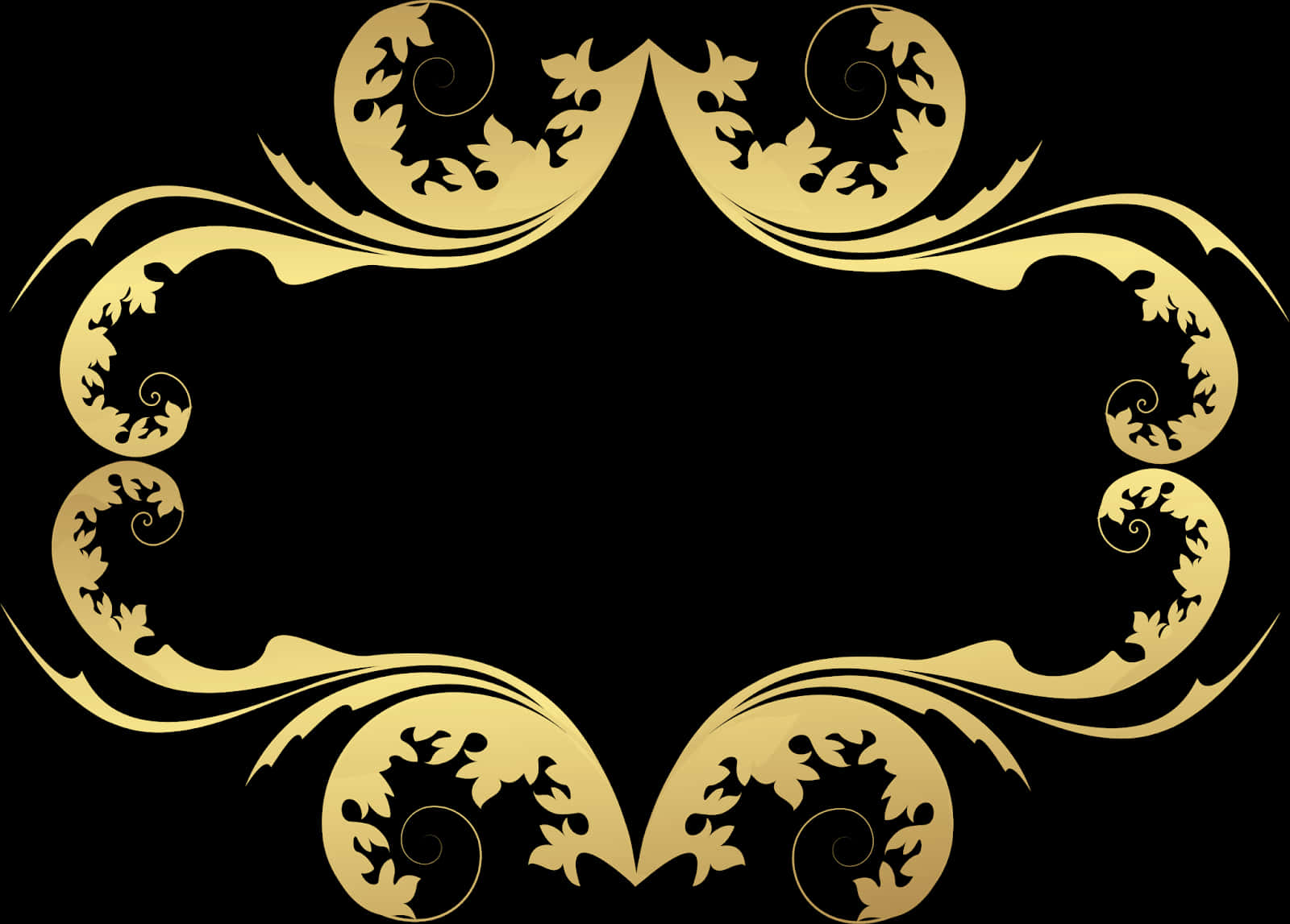 Golden Floral Frame Design PNG Image