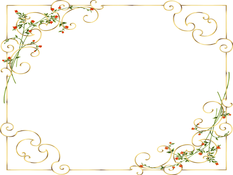 Golden Floral Frame Design.png PNG Image