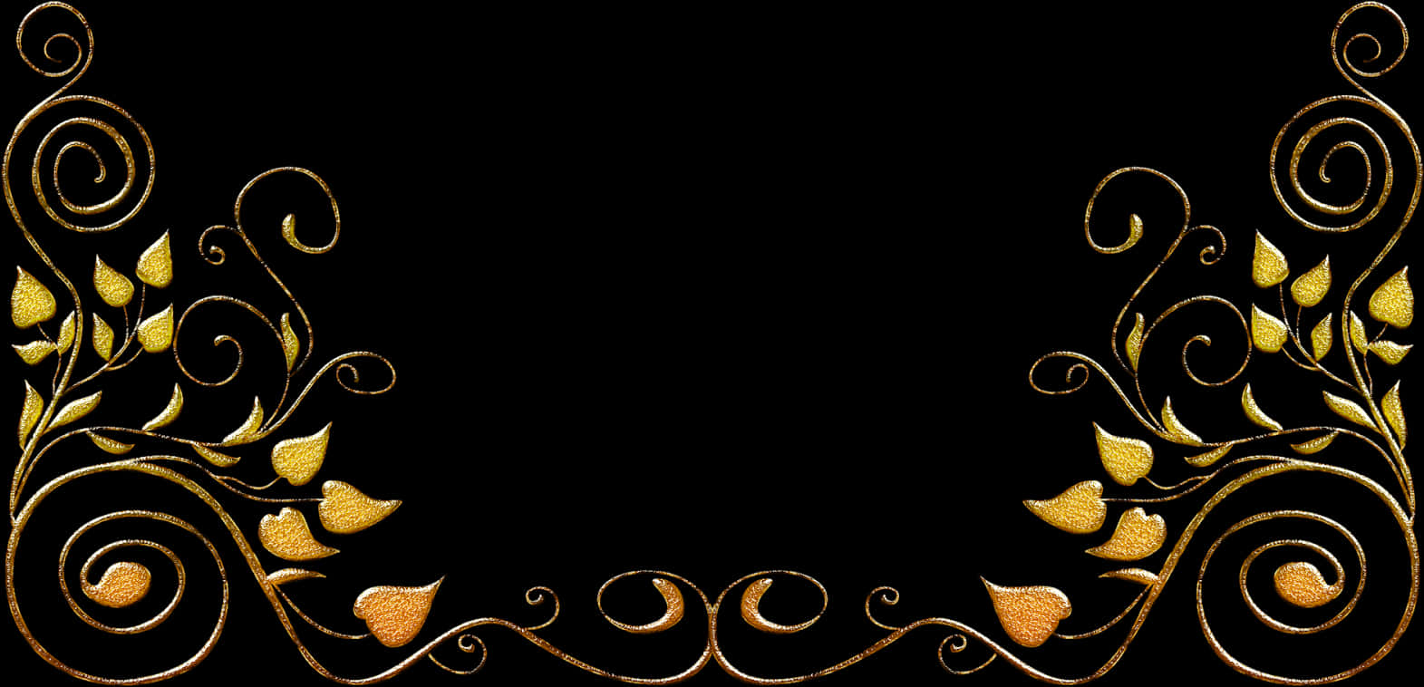 Golden Floral Frame Design PNG Image