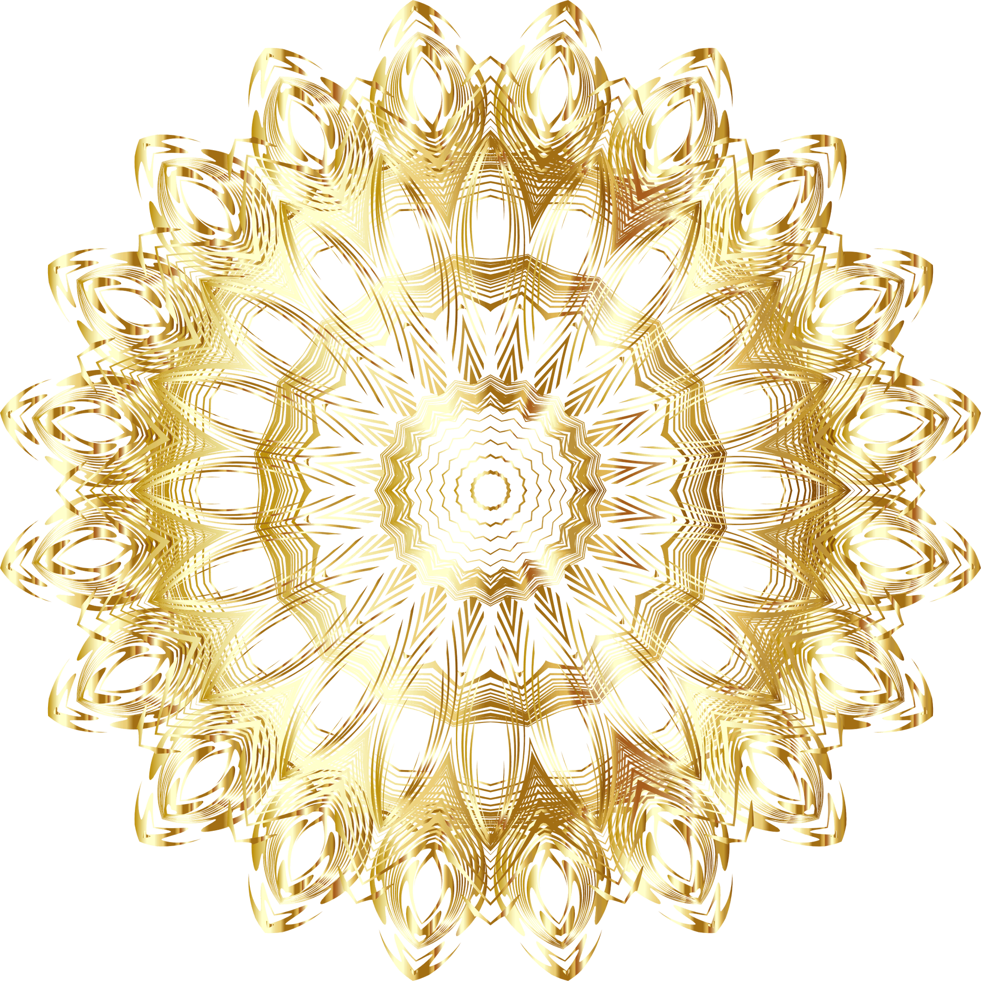 Golden Floral Mandala Design PNG Image