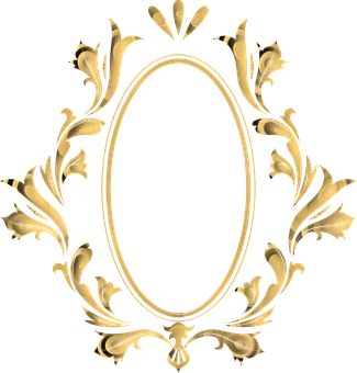 Golden Floral Oval Frame PNG Image