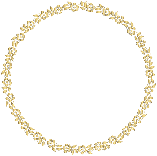 Golden Floral Wreath Design PNG Image