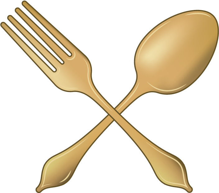 Golden Forkand Spoon Crossed PNG Image