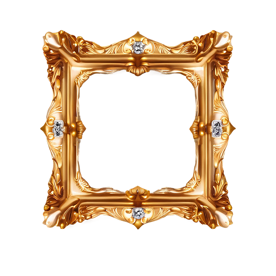 Golden Frame With Diamonds Png Bcr49 PNG Image