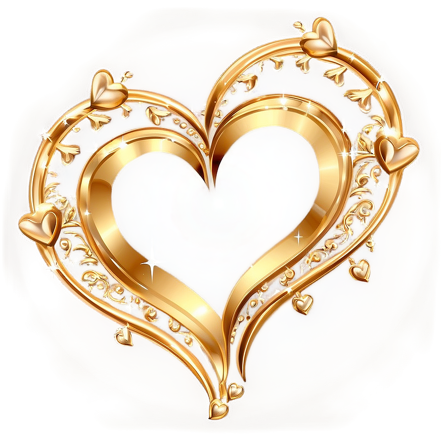 Golden Frame With Hearts Png 61 PNG Image