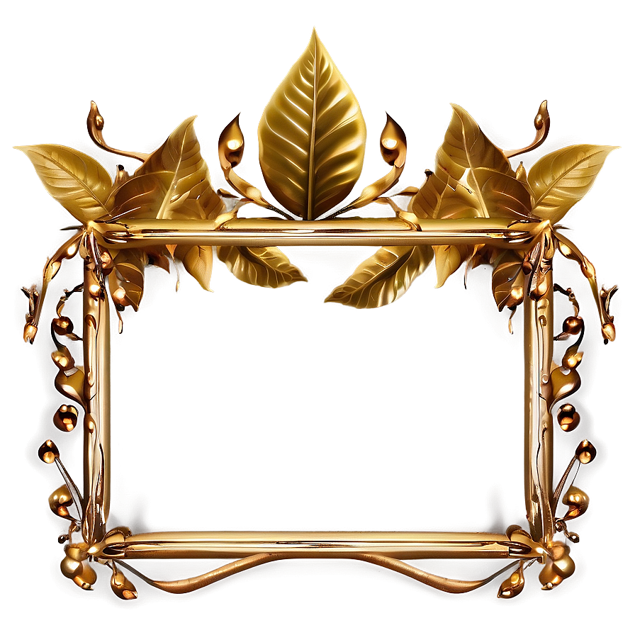 Golden Frame With Leaves Png 05252024 PNG Image