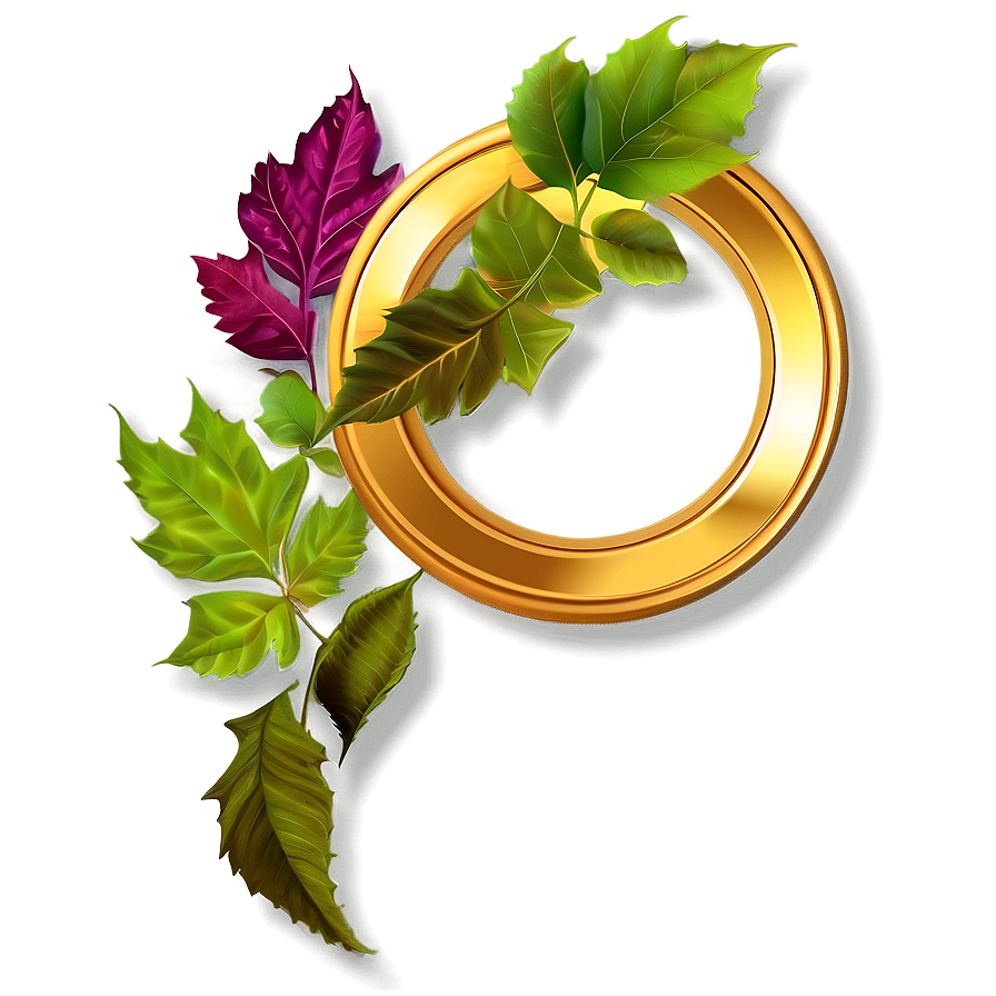 Golden Frame With Leaves Png 05252024 PNG Image