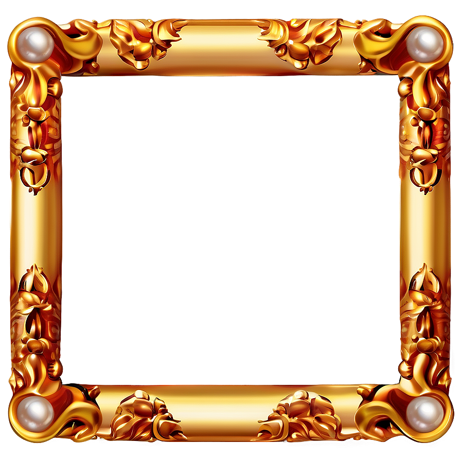 Golden Frame With Pearls Png 05252024 PNG Image