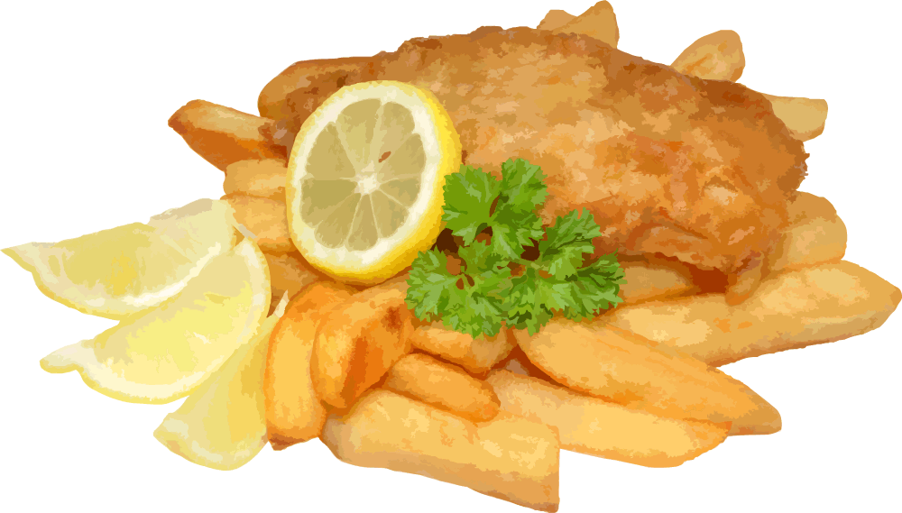 Golden Fried Fish With Lemon And Parsley.png PNG Image