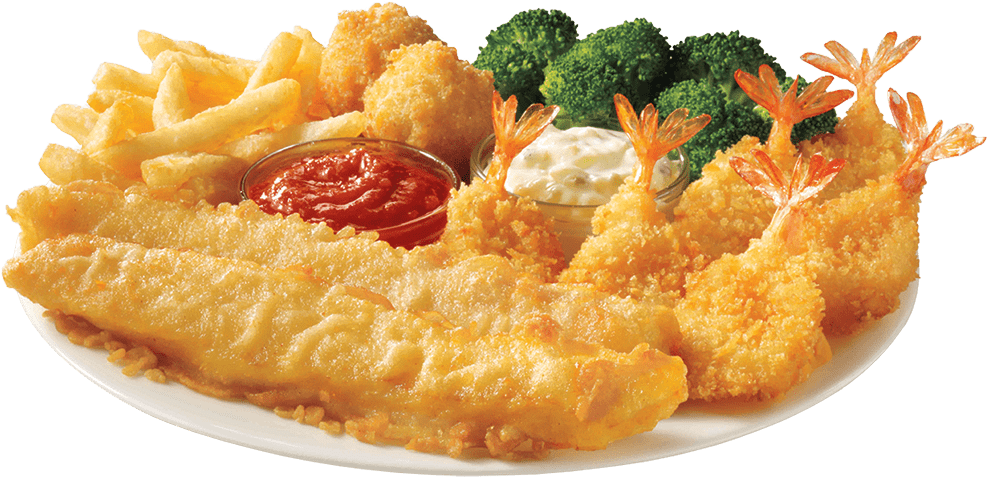 Golden Fried Fishand Shrimp Platter PNG Image