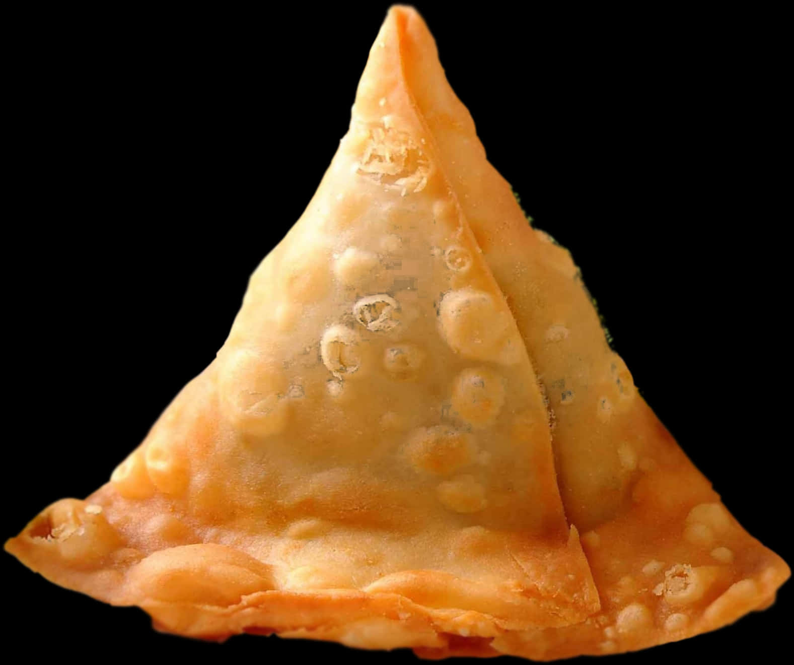 Golden Fried Samosa Black Background PNG Image