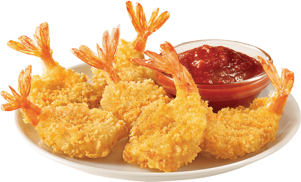 Golden Fried Shrimpwith Dipping Sauce PNG Image