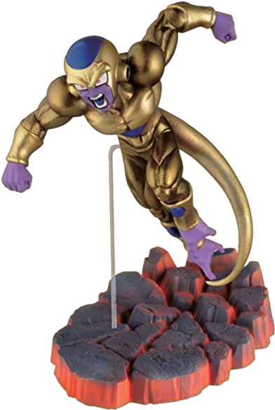 Golden Frieza Figure Levitating PNG Image