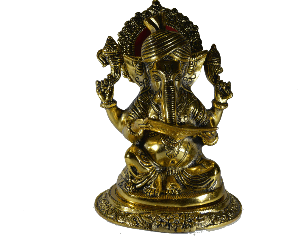 Golden Ganesh Statue PNG Image