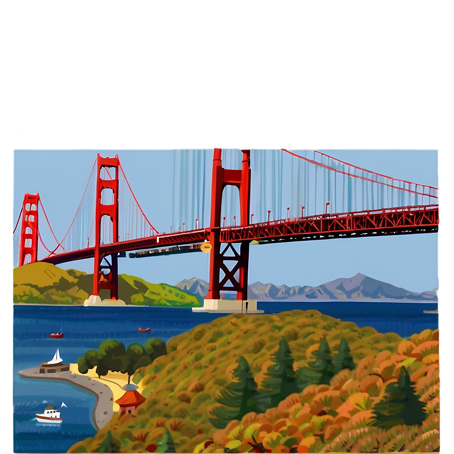 Golden Gate Bridge In Autumn Season Png Lsw62 PNG Image