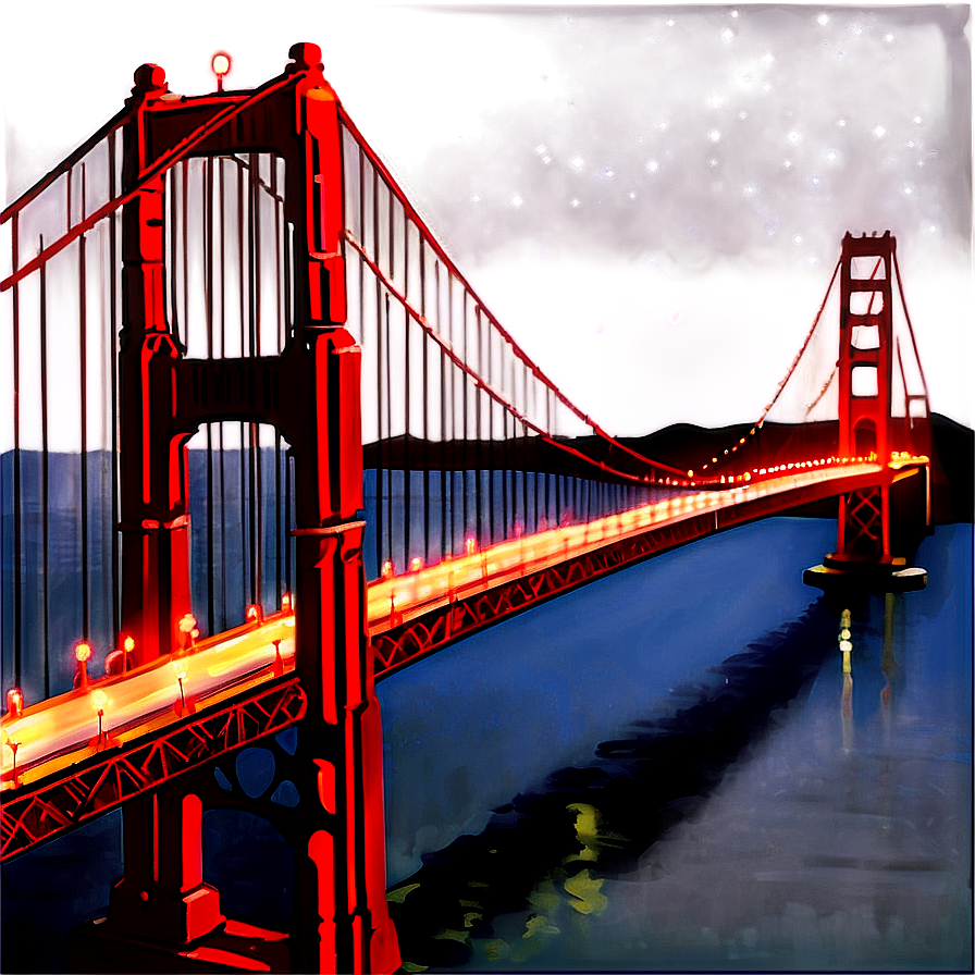 Golden Gate Bridge Night Lights Png 06122024 PNG Image