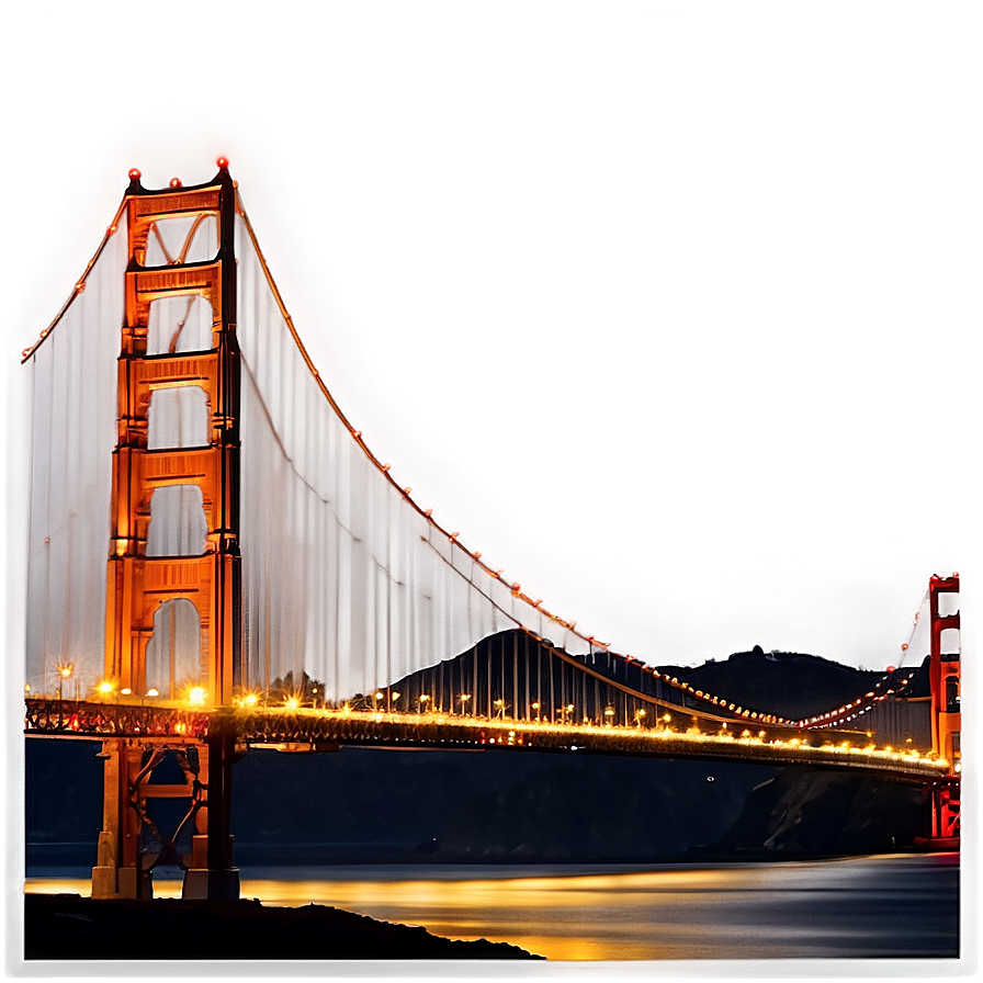 Golden Gate Bridge Night Lights Png Cbo PNG Image