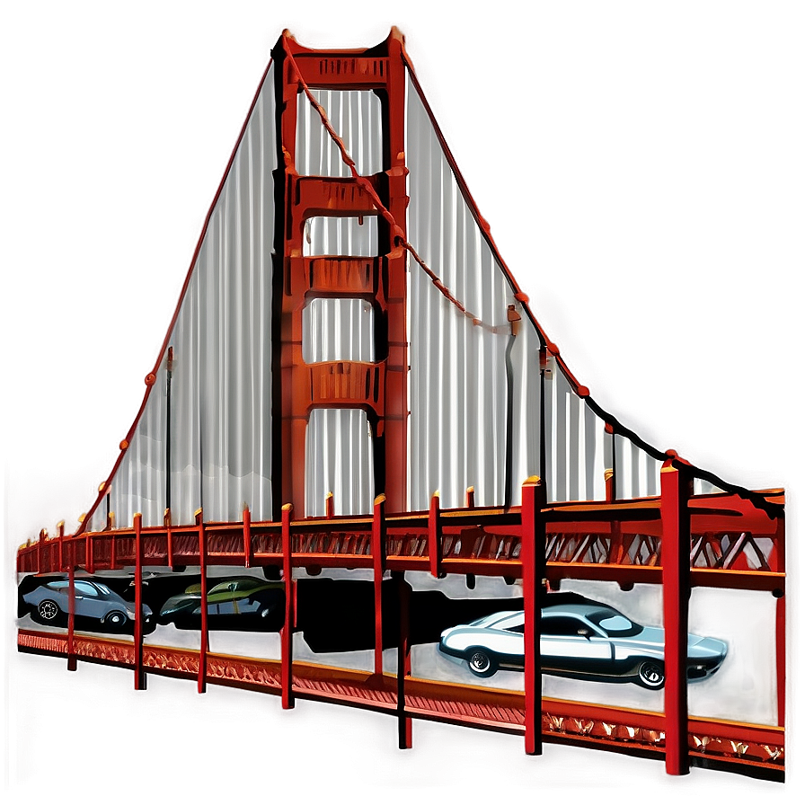 Golden Gate Bridge With Cars Crossing Png Vba PNG Image