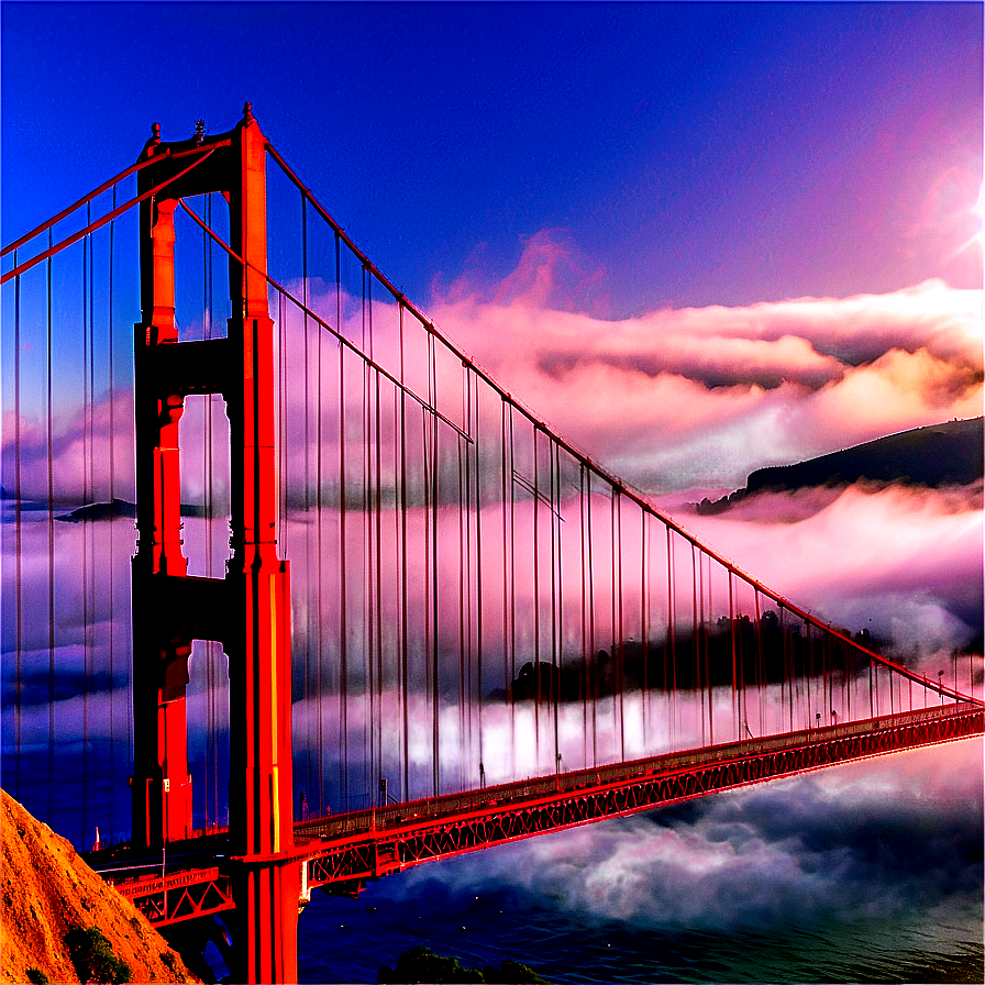 Golden Gate Bridge With Fog Rolling In Png Eeq18 PNG Image