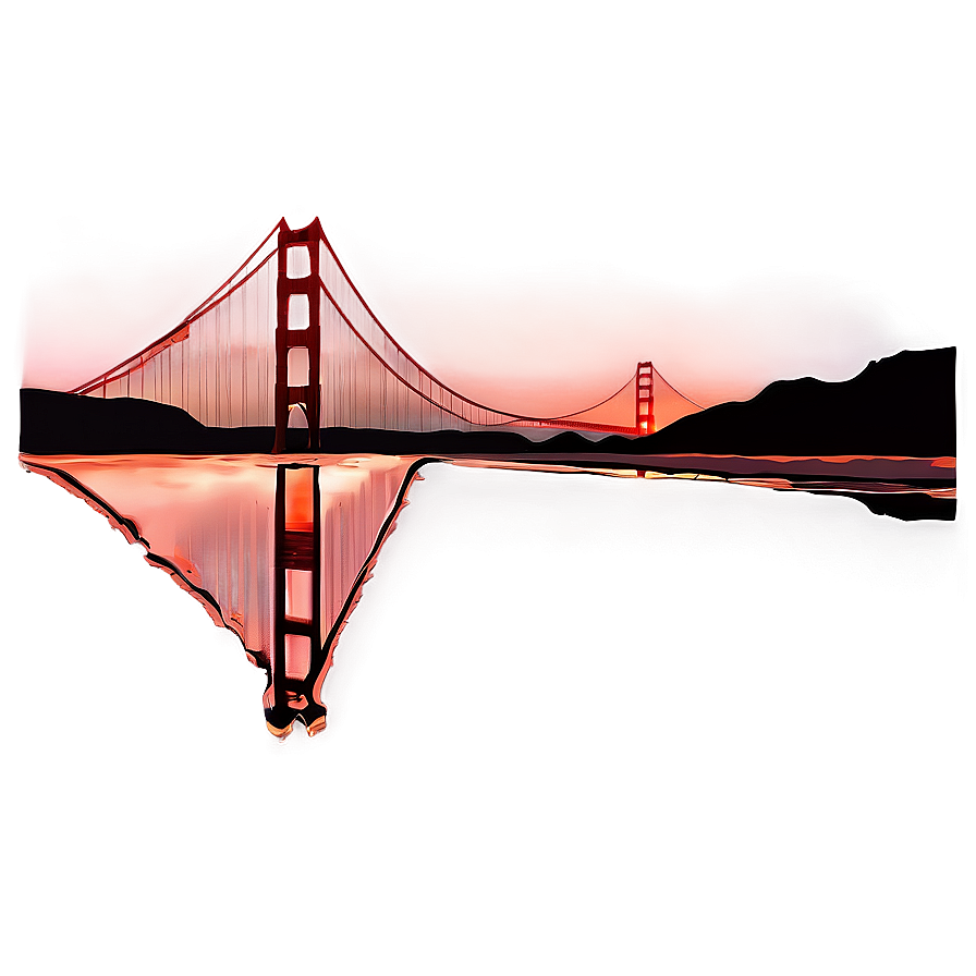 Golden Gate Bridge With Red Sunset Sky Png 06122024 PNG Image