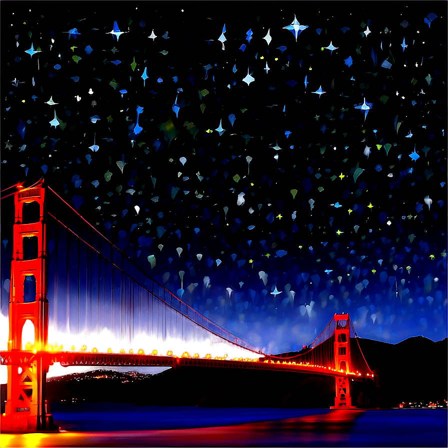 Golden Gate Bridge With Starry Night Png Xxg PNG Image