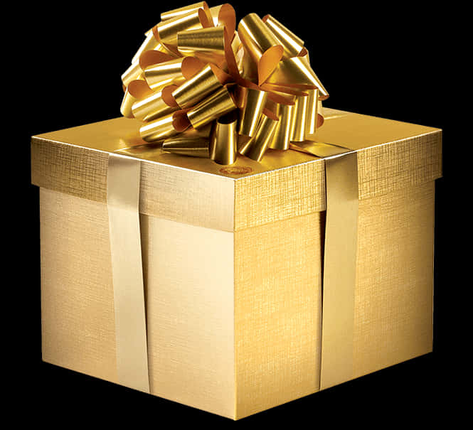 Golden Gift Boxwith Bow PNG Image