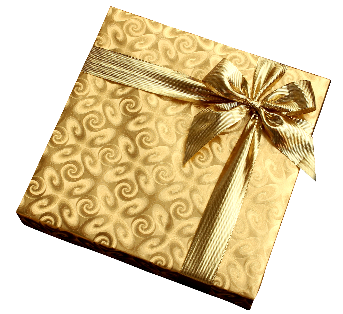 Golden Gift Boxwith Satin Ribbon PNG Image