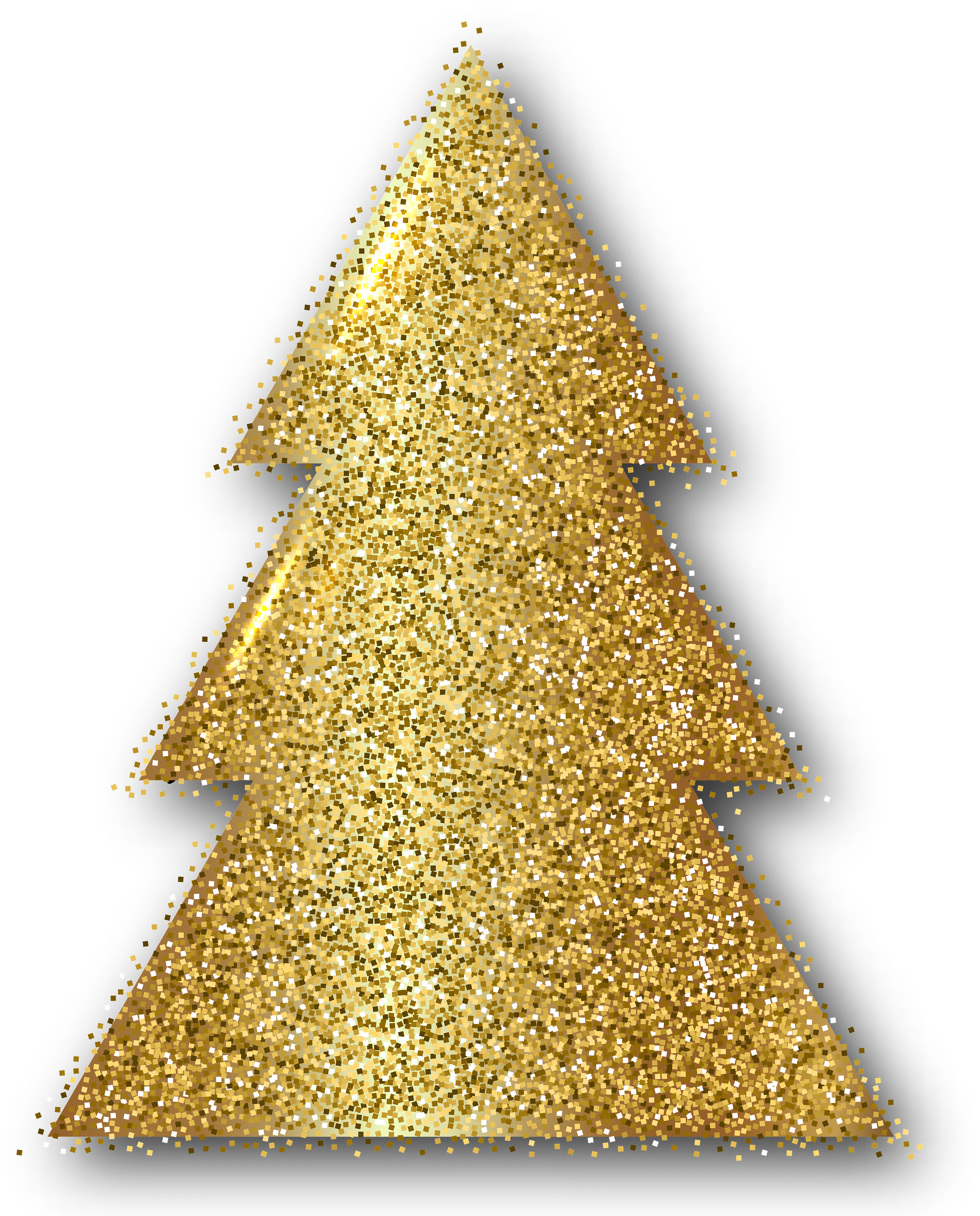 Golden Glitter Christmas Tree Clipart.png PNG Image