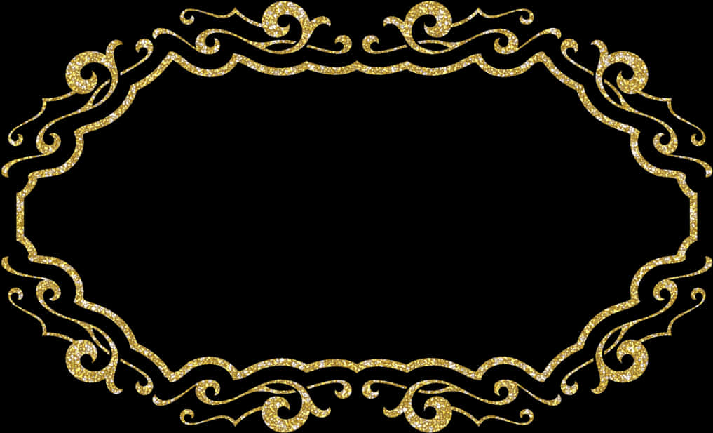 Golden Glitter Frame Design PNG Image