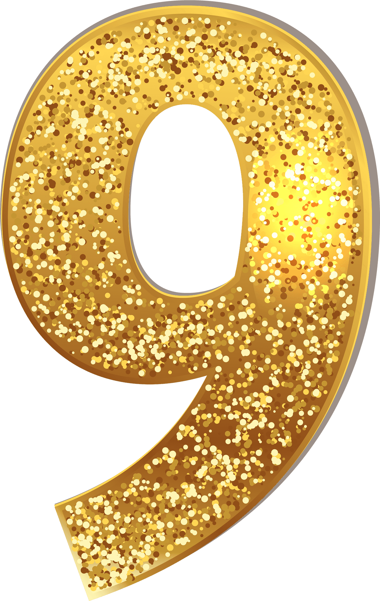 Golden Glitter Number9 PNG Image