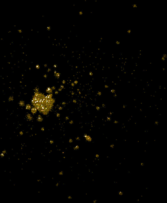 Golden Glitter Sparkleson Black Background PNG Image