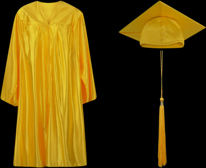 Golden Graduation Gownand Cap PNG Image